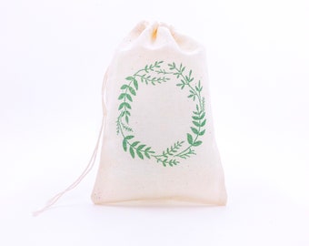 Wreath Laurel Leaf Favor Bags Floral Party Bags Bachelorette Goodie Candy Woodland Wedding Welcome Gift Bag Evergreen Laurus Nobilis Soap