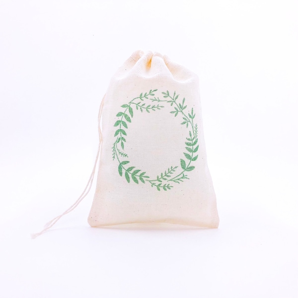 Wreath Laurel Leaf Favor Bags Floral Party Bags Bachelorette Goodie Candy Woodland Wedding Welcome Gift Bag Evergreen Laurus Nobilis Soap