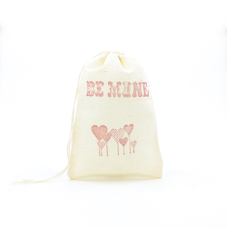 Be Mine Hearts Favor Bags Valentine's Day Party Bag Candy Goodie Treat Bag Wedding Welcome Gift Bag Jewelry Soap Cloth Bag image 1