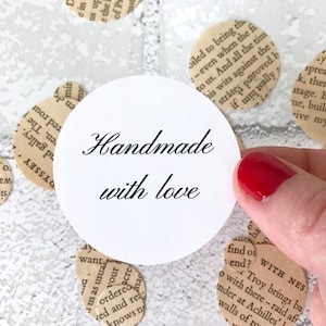 Handmade With Love Stickers | Sticker Round Circle Wedding Favor Bag Gift Label | Envelope Seal Package Christmas Support Small Business