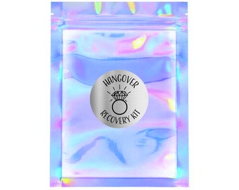 Hangover Recovery Kit Bags | Diamond Ring Bachelorette Party Favor Bags Wedding Welcome Hangover Recovery Gift Goodie Iridescent Holographic