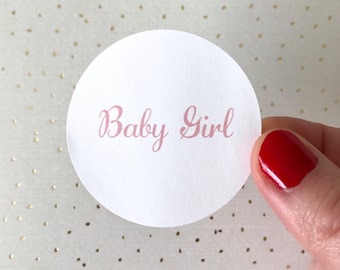 Baby Girl Stickers | Baby Shower Favor Bag Circle Sticker | Its a Girl Pink Favor Bag Gift Label | Envelope Seal Package Sticker