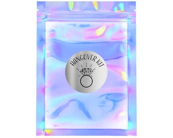 Hangover Kit Bags | Diamond Ring Bachelorette Party Favor Bags Wedding Welcome Hangover Recovery Gift Goodie Iridescent Holographic