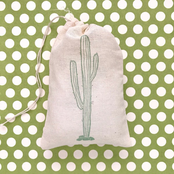 Cactus Favor Bags | Bachelorette Party Bag Birthday Gift Bag Wedding Welcome Baby Shower Succulent Muslin Bag Soap Jewelry Goodie Candy