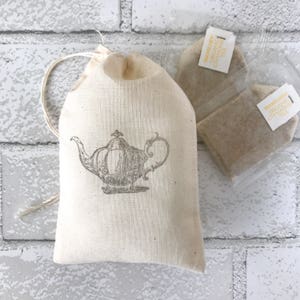 Teapot Favor Bags Tea Party Pot TV Watch Party Girls Night Movie Bag Gift Regency Birthday Baby Shower Wedding Candy Thank You Muslin Cloth