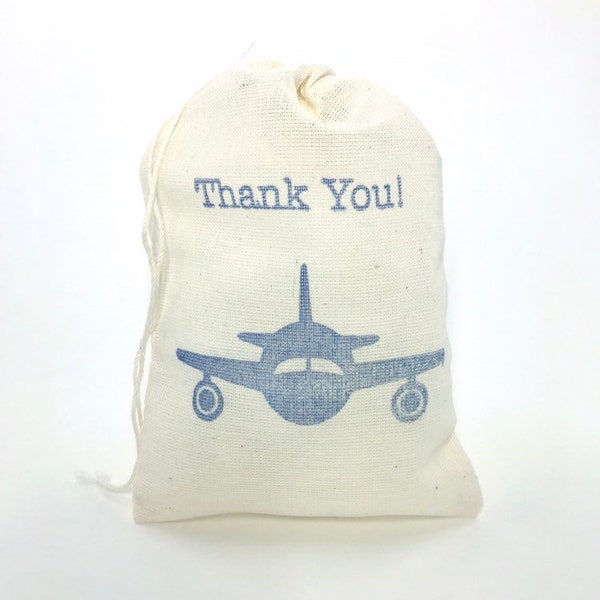 Airplane Thank You Favor Bags Aviation Baby Shower Pilot Retirement Party Bags Goodie Gift Bags Candy Bag Cloth Fabric Muslin Soap Baby Boy