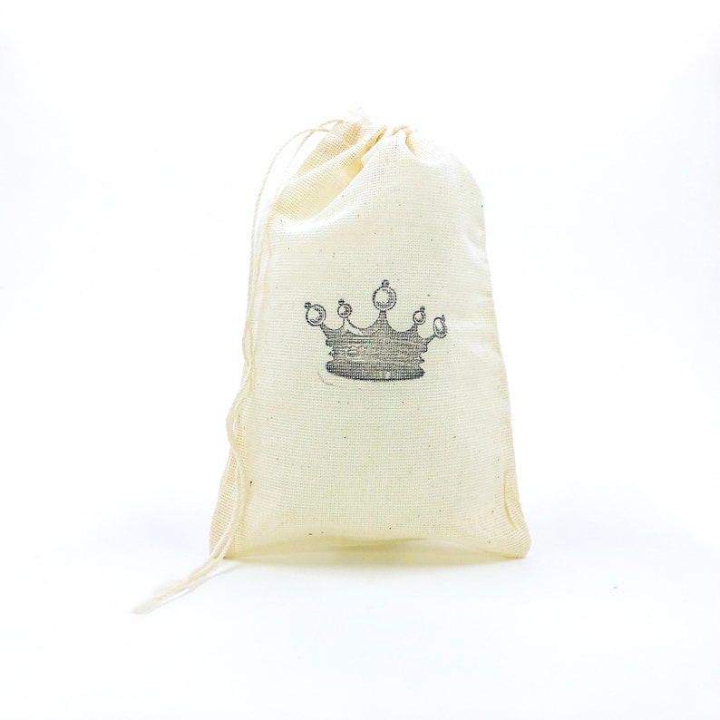 Crown Favor Bags Princess Party Bags Birthday Goodie Bags Candy Muslin Bag Baby Shower Gift Bag Wedding Welcome Jewelry Soap Bag image 1