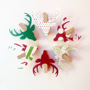Rentier Deer Wäscheklammern Weihnachtsdekoration Papierausschnitt Urlaub Kartenhalter Girlande Display Wäscheklammern Geschenkverpackung Clips Name Tags Spiele