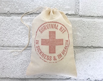 Survival Kit Bags | Bachelorette Favor Bags Holiday Hangover Party Bags Wedding Welcome Recovery Muslin Goodie Gift Bag Groomsmen Bachelor