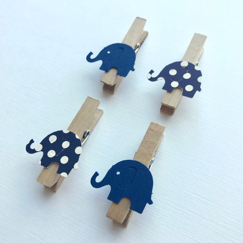 Elephant Clothespins Navy Gray Baby Shower Decoration Grey Etsy