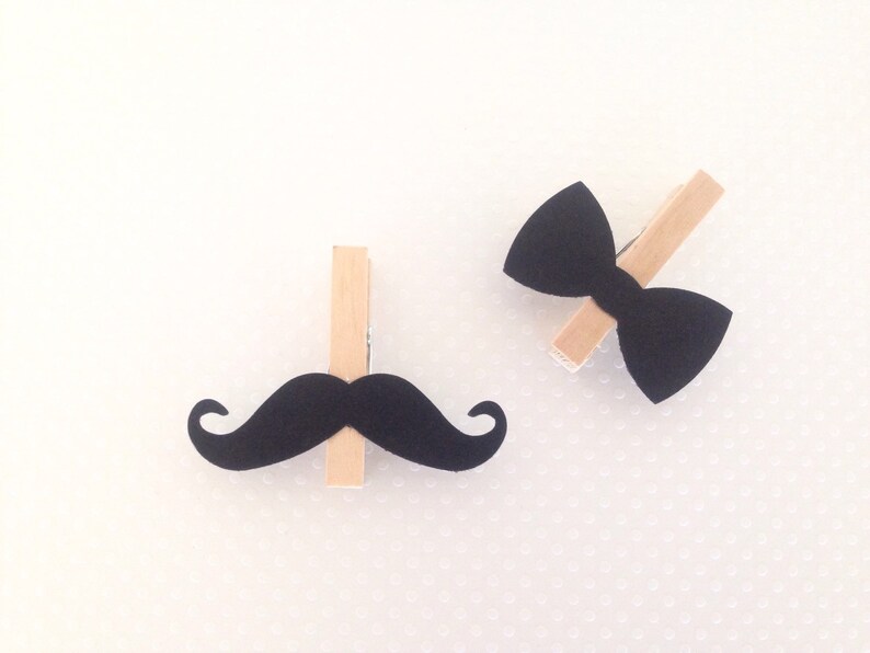Bow Tie Mustache Clothespins Baby Shower Decoration Don't Say Baby Game Clothes Pin Clips Birthday Party Wedding Little Man Drink Marker image 2