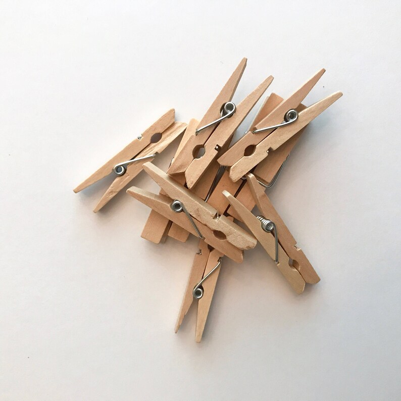 Clothespins 25 Bulk Natural Unfinished Wood Mini Clothes Pins Etsy