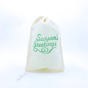 Seasons Greetings Favor Bags Christmas Party Bags Holidays Goodie Candy Cloth Muslin Bag Gift Bag Wrap Exchange Advent Soap Stocking Stuffer image 1