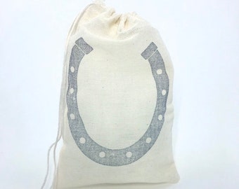 Horseshoe Favor Bags Horse Party Bag Western Baby Shower Cowboy Birthday Bachelorette Muslin Bag Wedding Welcome Goodie Candy Soap Jewelry