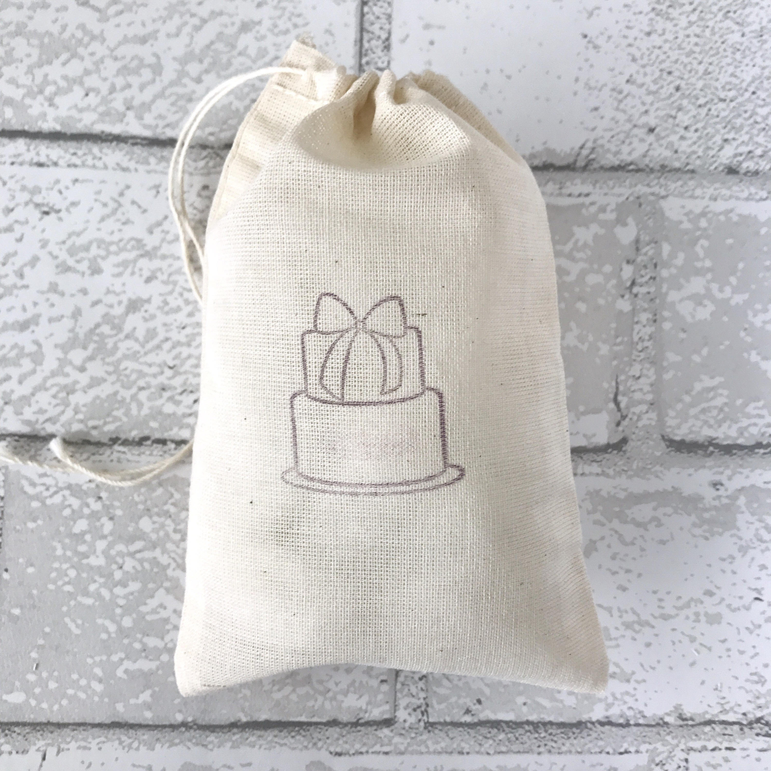 Birthday Cake Favor Bag Muslin Bag Rustic Party Favor First Etsy