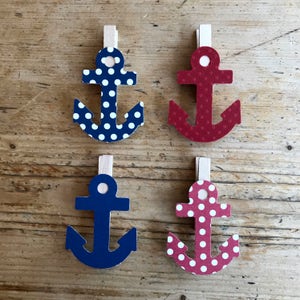 Anchor Clothespins Dont Say Baby Games Nautical Wedding Baby Shower Decoration Clothes Pins Photo Clips 4th of July Red Favor Diaper Cake