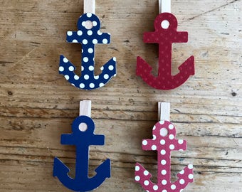 Anchor Clothespins Dont Say Baby Games Nautical Wedding Baby Shower Decoration Clothes Pins Photo Clips 4th of July Red Favor Diaper Cake