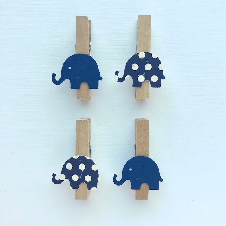 Navy Elephant Clothespins Baby Shower Decoration Don't Say Etsy
