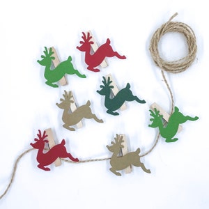 Renna Mollette natalizie Banner Porta biglietti di auguri Ghirlanda Display Decor Etichetta regalo Clip Ghirlanda Carta regalo Cervo Ritaglio di carta