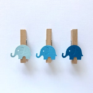 12 Blue Elephant Clothespin Baby Shower Decoration Dont Say Baby Game Party Favor Clothes Pins Clips Its a Boy Diaper Cake Gender Reveal image 1