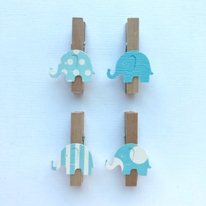 Prendedor de roupa de elefante azul, decoração de chá de bebê, não diga, jogo de bebê, lembrança de festa, clipe de roupas, decoração de berçário rosa, gênero revelador