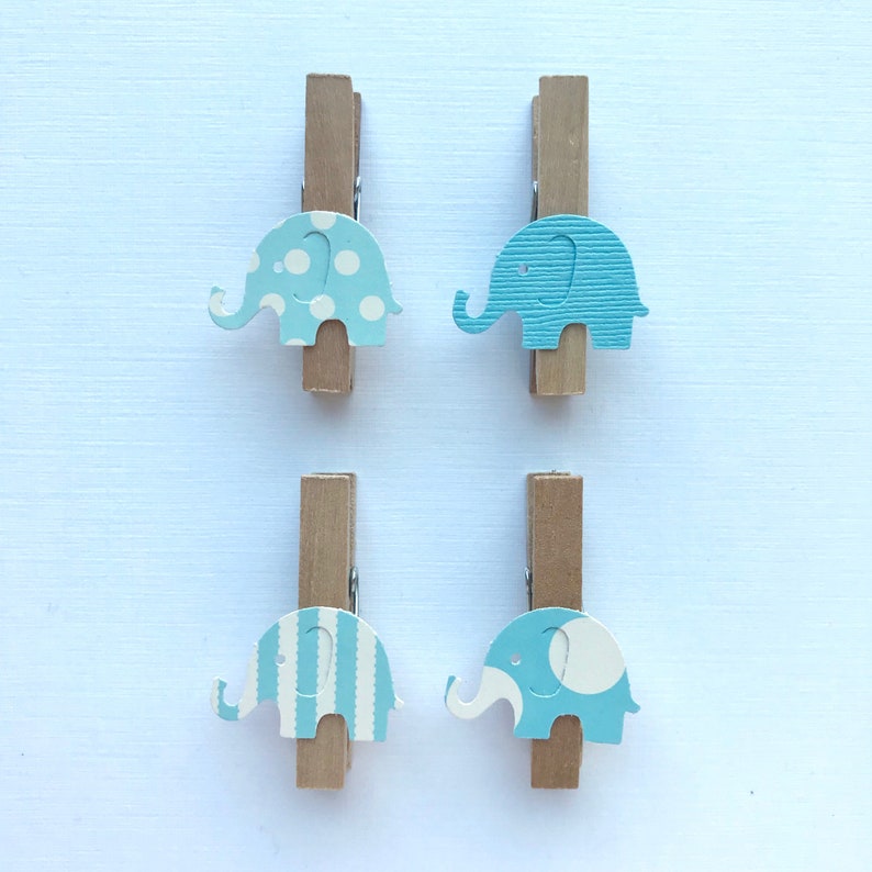 Blue Elephant Clothespins Baby Shower Decoration Don't Say Etsy
