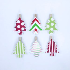 Christmas Tree Clothespins Holiday Decoration Paper Cutouts Kit Card Banner Garland Holder Hanger Gift Wrap Name Tag Clips Drink Marker image 2