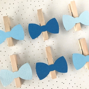 Farfallino blu Molletta da bucato Decorazione per baby shower Non dire Papillon per bambini Mollette per vestiti Clip Bomboniera per feste di compleanno Segnaposto per matrimoni Torta di pannolini