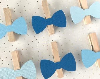 Blue Bow Tie Clothespin Baby Shower Decoration Dont Say Baby Bowtie Clothes Pins Clips Birthday Party Favor Wedding Place Card Diaper Cake