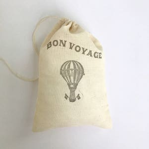 Hot Air Balloon Favor Bags Bon Voyage Party Bags Travel Theme Gift Bag Going Away Goodie Bags Destination Wedding Welcome Baby Shower Muslin image 4