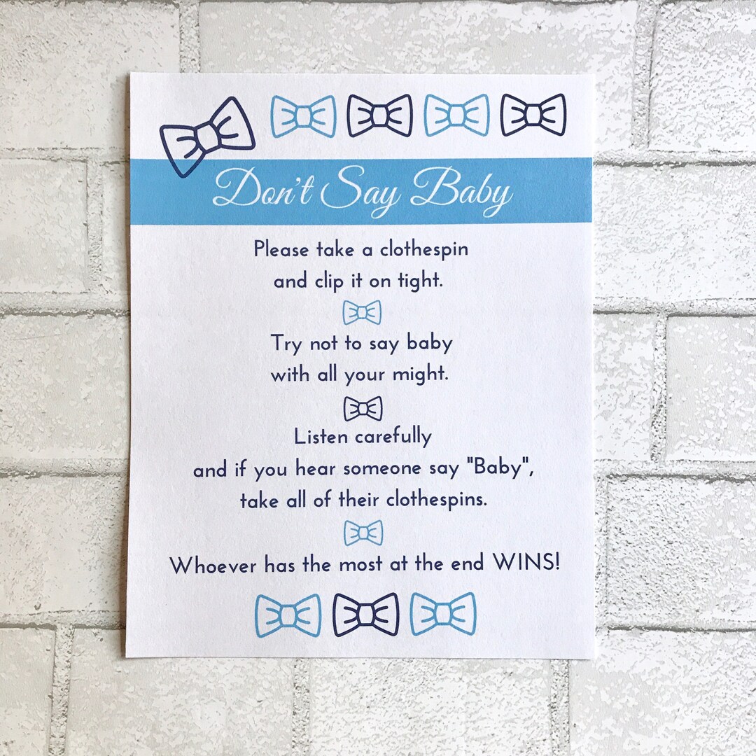 Dont Say Baby Sign Instant Printable Digital Download Baby Shower Game ...
