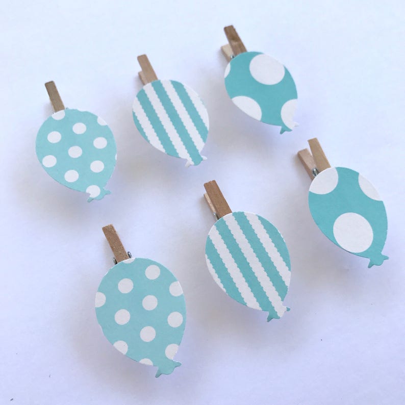 Blue Balloon Clothespins Baby Shower Decoration Birthday Party Etsy