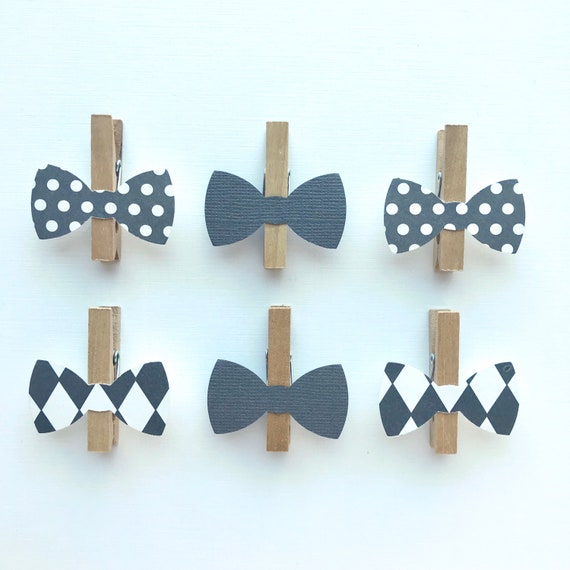 Gray Bow Tie Clothespin Baby Shower Decoration Dont Say Baby Etsy
