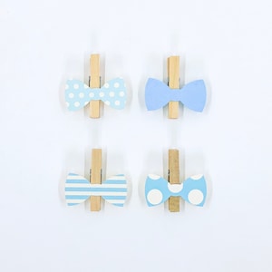 Zeg niet baby wasknijpers blauwe baby shower decoratie strikje wasknijper games clips verjaardag bruiloft partij gunst jongen polka dot