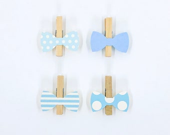 Don't Say Baby Clothespins Blue Baby Shower Decoration Bow Tie Clothes Pin Games Clips Birthday Wedding Party Favor Boy Polka Dot