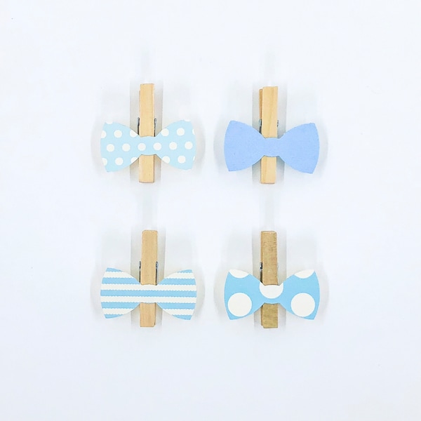 Don't Say Baby Clothespins Blue Baby Shower Decoration Bow Tie Clothes Pin Games Clips Birthday Wedding Party Favor Boy Polka Dot