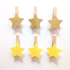 Pinzas para la ropa con forma de estrella de oro amarillo, decoración espacial para Baby Shower, no digas, juego de bebé, alfileres para ropa, pastel de pañales, galaxia, boda bajo las estrellas, Clips