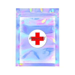 Hangover Kit Bags Bachelorette Party Survival Favor Bags Wedding Welcome Recovery Gift Goodie Iridescent Holographic image 1