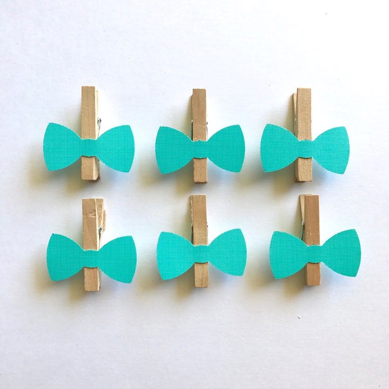 Teal Bow Tie Clothespin Baby Shower Decoration Don't Say Etsy