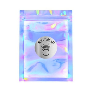 Survival Kit Bags | Bachelorette Party Favor Bags Wedding Welcome Hangover Recovery Gift Goodie Iridescent Holographic