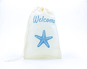 Starfish Welcome Favor Bags Nautical Party Bag Beach Gift Bag Nautical Goodie Candy Wedding Welcome Birthday Bachelorette Hawaii Ocean Baby