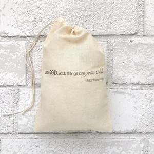 Bible Verse Favor Bags With God all things are possible Matthew 19:26 Gift Bag Easter Party Favor Wedding Welcome Baptism Christmas