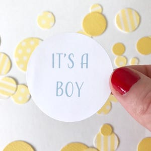 It&#39;s a Boy Sticker | Baby Shower Favor Bag Circle Sticker | Baby Boy Blue Favor Bag Gift Label | Envelope Seal Package Sticker