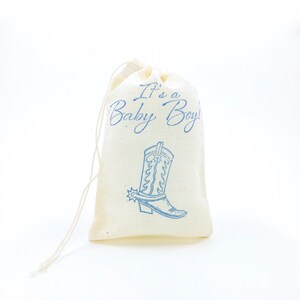 It's A Boy Cowboy Favor Bags Boot Party Bag Western Gift Bag Baby Shower Rustic Country Candy Goodie Treat Bag Cloth Muslin image 1