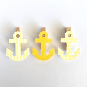 Yellow Anchor Clothespins Baby Shower Decoration Don&#39;t Say Baby Game Nautical Clothes Pins Photo Clips Gender Reveal Girl Boy Diaper Cake