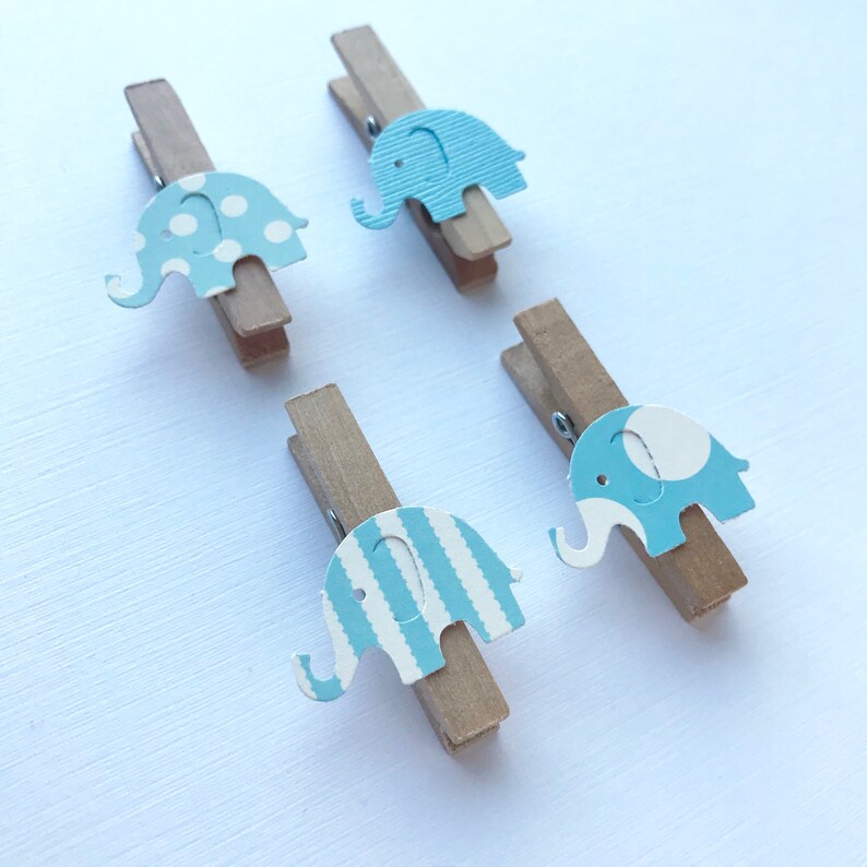 Blue Elephant Clothespins Baby Shower Decoration Don't Say Etsy