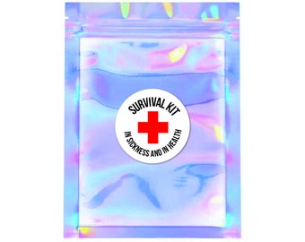 Survival Kit Bags | Bachelorette Party Hangover Favor Bags Wedding Welcome Recovery Gift Goodie Iridescent Holographic