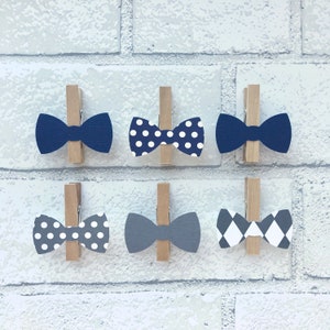 Don&#39;t Say Baby Bowtie Clothespins Baby Shower Decoration Gray Navy Bow Tie Clothes Pins Clips Birthday Baby Shower Games Wedding