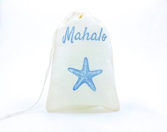 Starfish Mahalo Favor Bags Nautical Party Bag Beach Gift Bag Nautical Goodie Candy Wedding Welcome Birthday Bachelorette Hawaii Ocean Baby