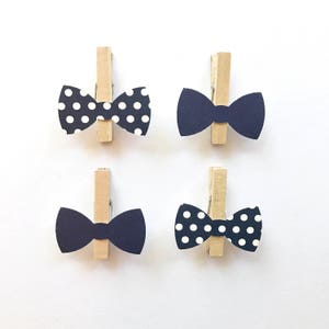 Non dire mollette per bambini blu navy decorazione per baby shower mollette per vestiti fermagli per papillon spille per bomboniere per feste di compleanno gioco segnaposto per matrimoni a pois